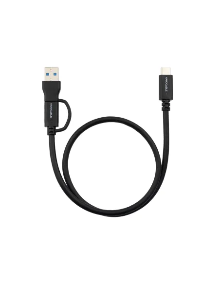 Nanocable 10.01.4803 Cable USB-C 3.2 Gen2 10Gbp 60W, 4K/60Hz, USB-C+USB-A/M-USB-C/M, Negro,3m