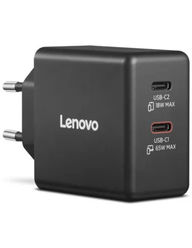 Cargador Lenovo Dual USB?C 65W GaN Negro