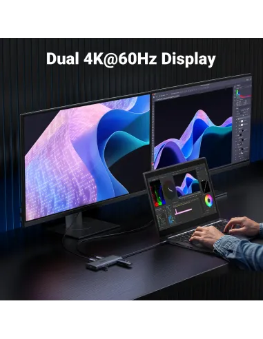 Dock USB-C Ugreen Revodok Pro 10 en 1 para monitores