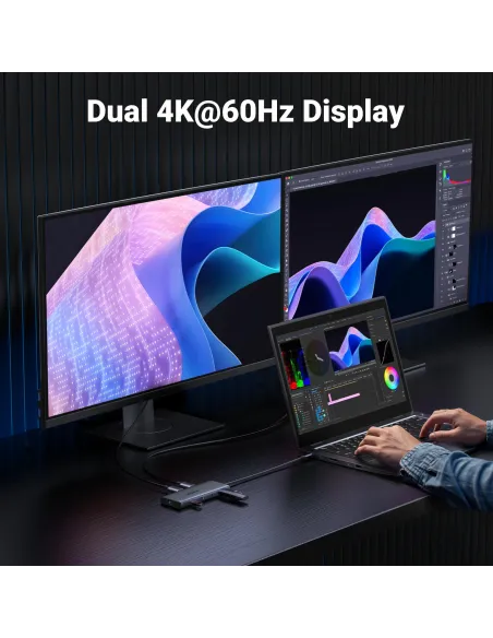 Dock USB-C Ugreen Revodok Pro 10 en 1 para monitores