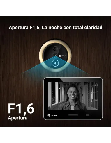 Mirilla digital EZVIZ EP4 Golden 4K con pantalla Táctil