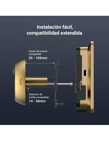 Mirilla digital EZVIZ EP4 Golden 4K con pantalla Táctil