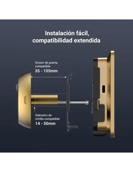 Mirilla digital EZVIZ EP4 Golden 4K con pantalla Táctil