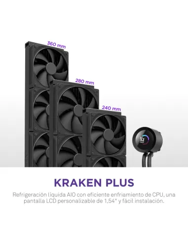 NZXT Kraken Plus 280mm Negro: AIO con pantalla TFT