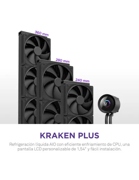 NZXT Kraken Plus 280mm Negro: AIO con pantalla TFT