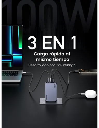 Cargador GaN 3 puertos EU Ugreen Nexode Pro 100W