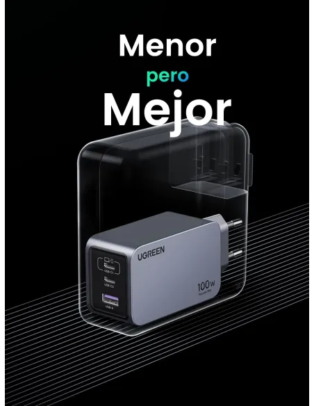 Cargador GaN 3 puertos EU Ugreen Nexode Pro 100W