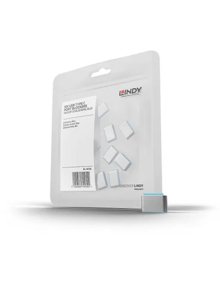 Lindy 40466 Bloqueador de Puerto USB-C Azul Acrilonitrilo Butadieno Estireno ABS (10 piezas)