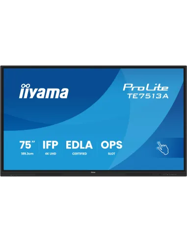 Iiyama ProLite TE7513A-B2AG Panel interactivo 75? UHD 4K PureTouch-IR 40 puntos táctiles Wi-Fi Android 8GB/128GB