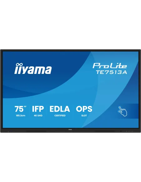 Iiyama ProLite TE7513A-B2AG Panel interactivo 75? UHD 4K PureTouch-IR 40 puntos táctiles Wi-Fi Android 8GB/128GB