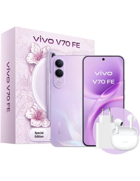 Vivo V70 FE 5G 8GB/256GB Púrpura y Vivo Buds3 Púrpuras