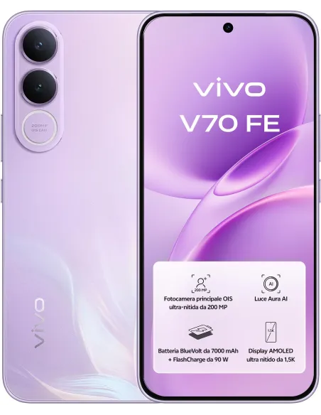 Vivo V70 FE 5G 8GB/256GB Púrpura y Vivo Buds Púrpuras