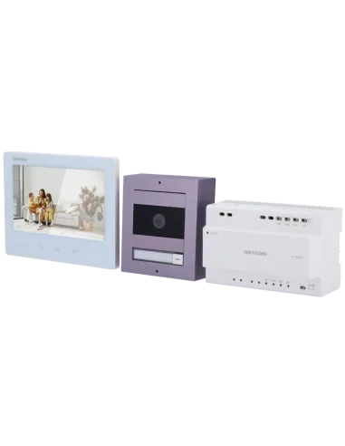Hikvision DS-KIS704EY/Aluminum Kit de Videoportero Tecnología 2 Hilos HD con Wi-Fi
