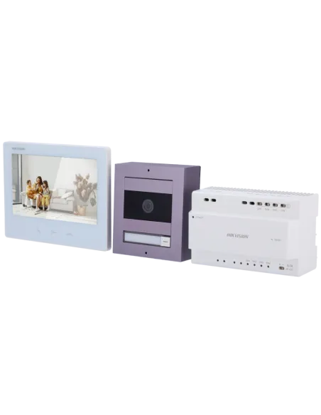 Hikvision DS-KIS704EY/Aluminum Kit de Videoportero Tecnología 2 Hilos HD con Wi-Fi