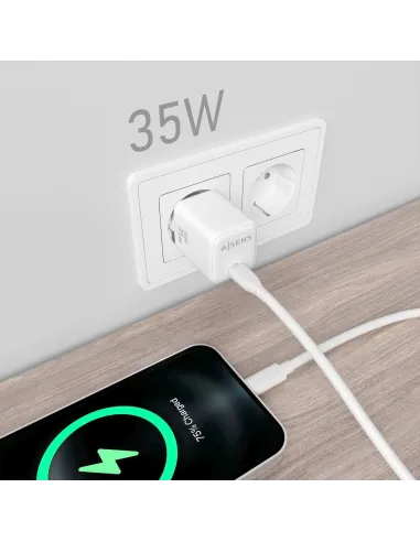 Cargador USB-C GaN 35 W AISENS ASCH-35W1P016-W PD 3.0 y PPS