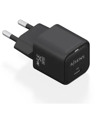 AISENS ASCH-35W1P023-BK Cargador GaN 35W, 1xUSB-C PD3.0 QC4.0, Negro