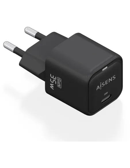 AISENS ASCH-35W1P023-BK Cargador GaN 35W, 1xUSB-C PD3.0 QC4.0, Negro