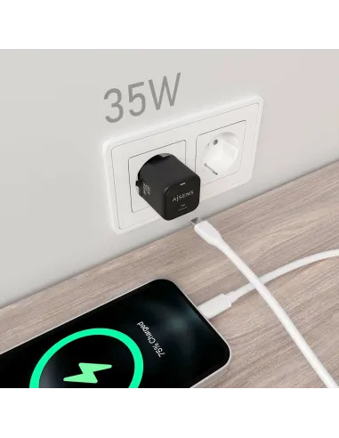 Cargador USB-C GaN 35 W AISENS ASCH-35W1P023-BK PD 3.0 y PPS