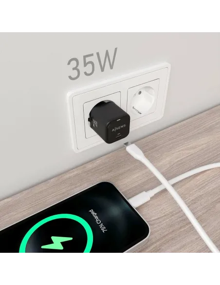 Cargador USB-C GaN 35 W AISENS ASCH-35W1P023-BK PD 3.0 y PPS