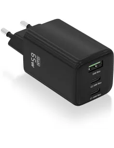 AISENS ASCH-65W3P042-BK Cargador GaN 65W (2x USB-C PD 3.0 + 1x USB-A) Negro-ADAP59922