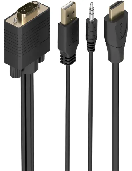AISENS A115-1009 Cable Conversor VGA + Audio a HDMI 2M Negro