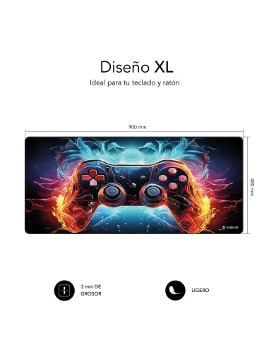 SUBBLIM GameCore XL Mouse Pad Negra Microtexturizada Antideslizante