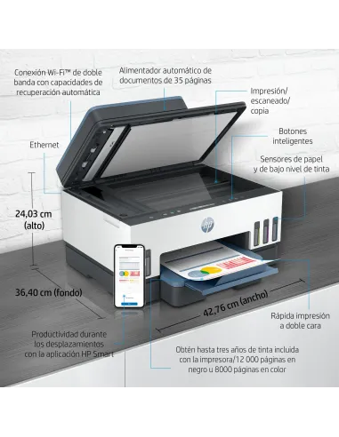 Impresora HP Smart Tank 7306 depósito, dúplex y ADF 35 hojas