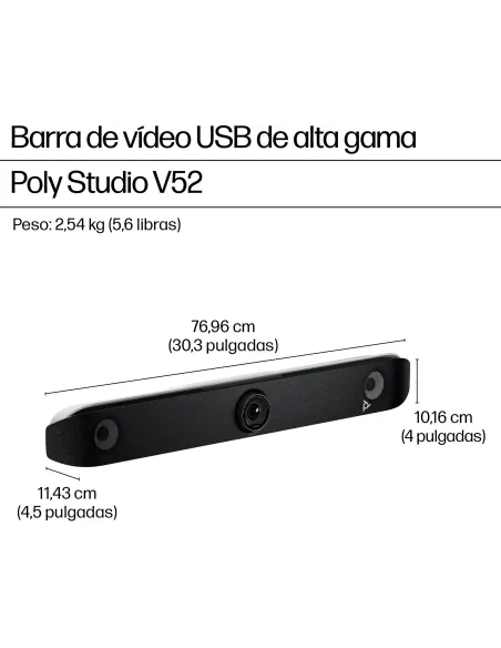 HP Poly Studio V52 A09D4AA : videobar 4K para salas medianas