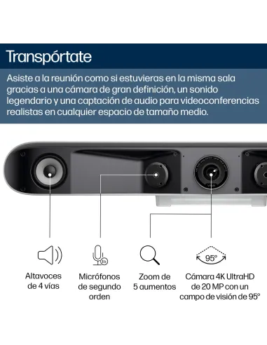 HP Poly Studio V52 A09D4AA : videobar 4K para salas medianas