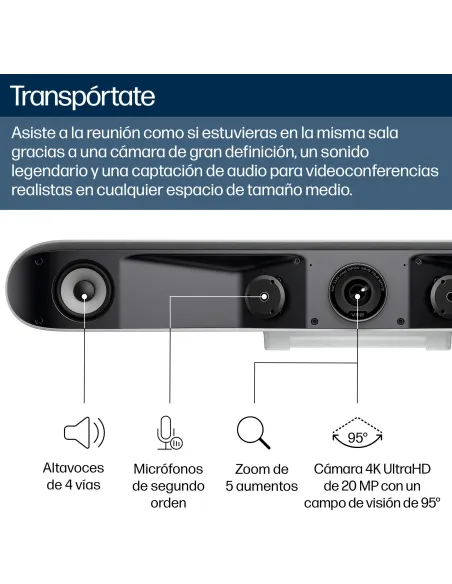HP Poly Studio V52 A09D4AA : videobar 4K para salas medianas
