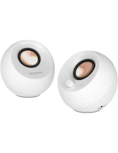 Creative Pebble Pro Blanco Altavoces de Escritorio USB-C 20W con iluminación RGB y Entrada Auxiliar