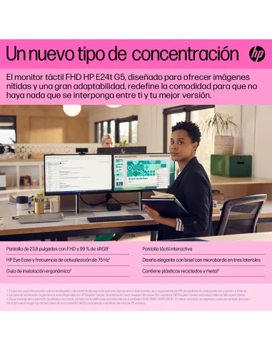 Monitor táctil HP E24T G5 6N6E6AA 23,8" FHD IPS 75 Hz
