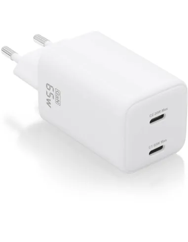 Aisens ASCH-65W2P039-W Cargador GaN 65W 2xUSB-C PD3.0 QC4.0 Blanco