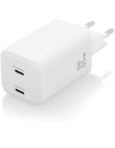 Cargador GaN 65W 2xUSB-C AISENS ASCH-65W2P039-W