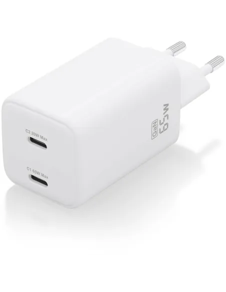 Cargador GaN 65W 2xUSB-C AISENS ASCH-65W2P039-W