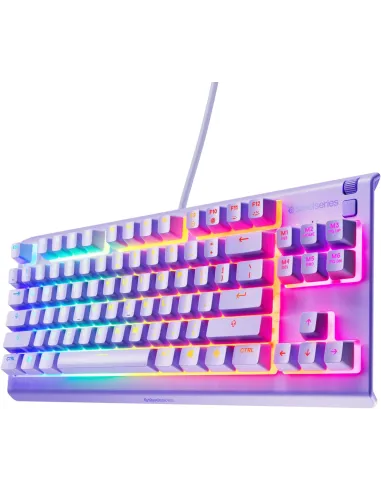 SteelSeries Apex 3 TKL lavanda (US) Teclado Gaming con Iluminación RGB de 8 Zonas