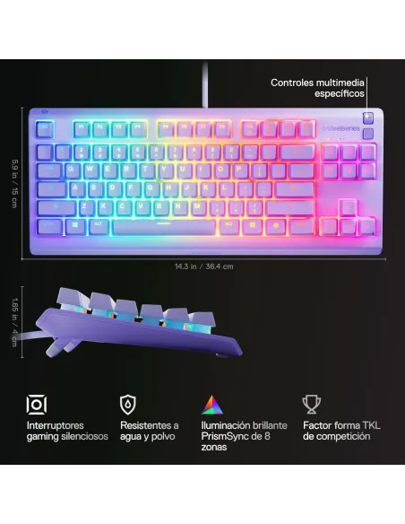 Teclado TKL USB SteelSeries Apex 3 TKL Lavender (US)