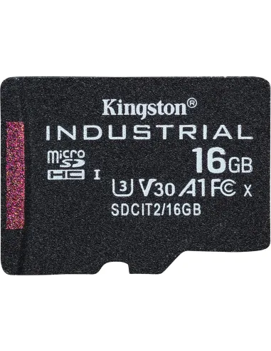 Kingston microSDHC Industrial 16GB UHS-I U3 V30 A1 Negro Resistencia Extrema y Alto Rendimiento (SDCIT2/16GBSP)