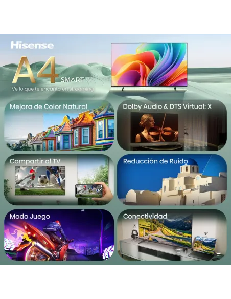 Televisor Hisense 32A4S 32" Smart TV HD HomeOS U9 y HDR10