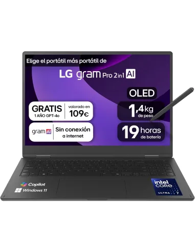 LG Gram Pro 2-en-1 16T90TP-K.AD88B Intel Core Ultra 7 255H/32GB/1TB SSD/16" W11 Home