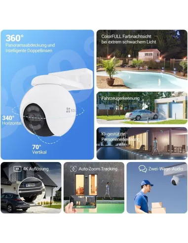 EZVIZ H80x Dual: cámara 4K PTZ exterior Wi-Fi y RJ-45