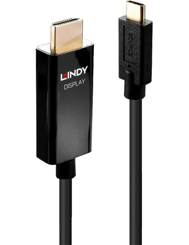 Lindy 43291 Cable Adaptador USB-C a HDMI 4K@60 HDR 1M Negro