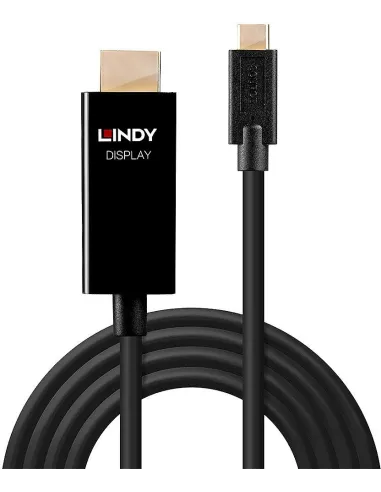 Cable conversor Lindy 43291 USB-C a HDMI 4K60 HDR 1 M Negro