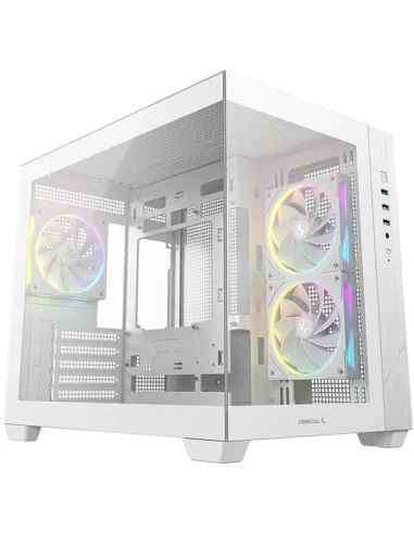 DeepCool CG330 3F Blanca Torre micro ATX con vidrio templado y 3 ventiladores ARGB
