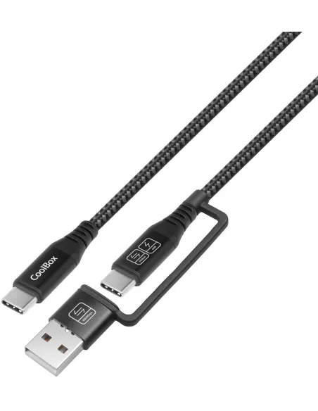 CoolBox COO-CAB-UAC-60W Cable USB-C 60W con adaptador USB-A (1,8 m)