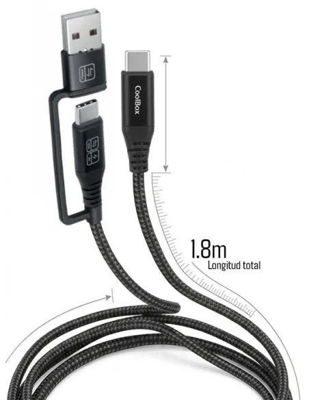 Cable USB-C con adaptador USB-A CoolBox COO-CAB-UAC-60W