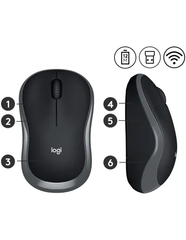 Ratón inalámbrico Logitech M185 gris conexion USB