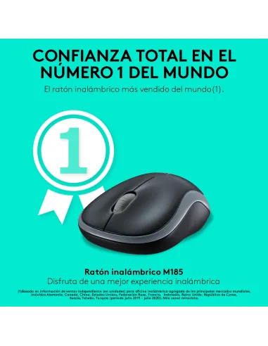 Ratón inalámbrico Logitech M185 gris conexion USB