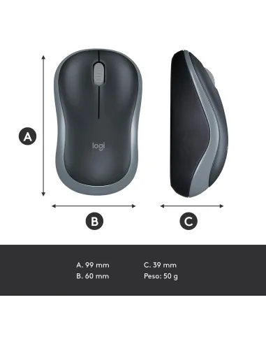 Ratón inalámbrico Logitech M185 gris conexion USB
