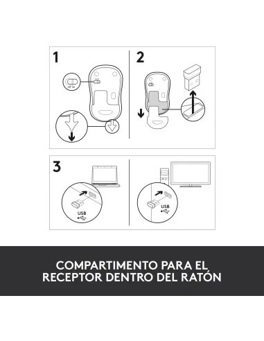 Ratón inalámbrico Logitech M185 gris conexion USB